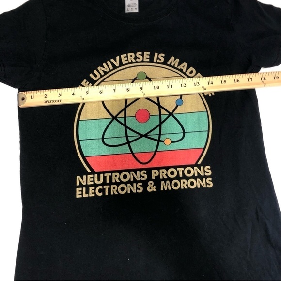 Graphic Tee Size M Science Funny Sarcastic Black Short Sleeve Gilden T-Shirt - Picture 4 of 6